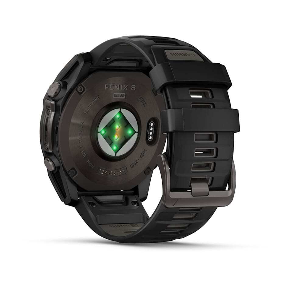 Умные часы Garmin FENIX 8 (010-02907-11) 51 мм Solar Sapphire Carbon Gray DLC Titanium with Black/Pebble Gray Silicone