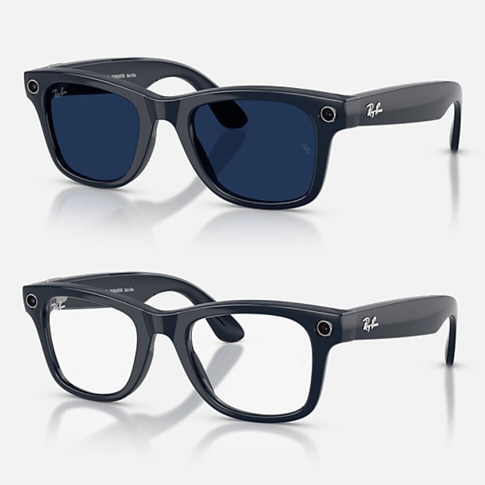 Умные очки Ray-Ban Meta Wayfarer Gen 2 RW4012 (глянцевая синяя оправа, линзы с синим автозатемнением), размер M
