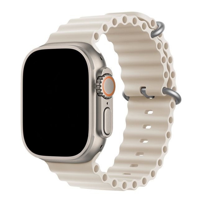 Ремешок Gurdini Ocean Band (силиконовый) для Apple Watch 42/44/45/49mm, бежевый (Starlight)