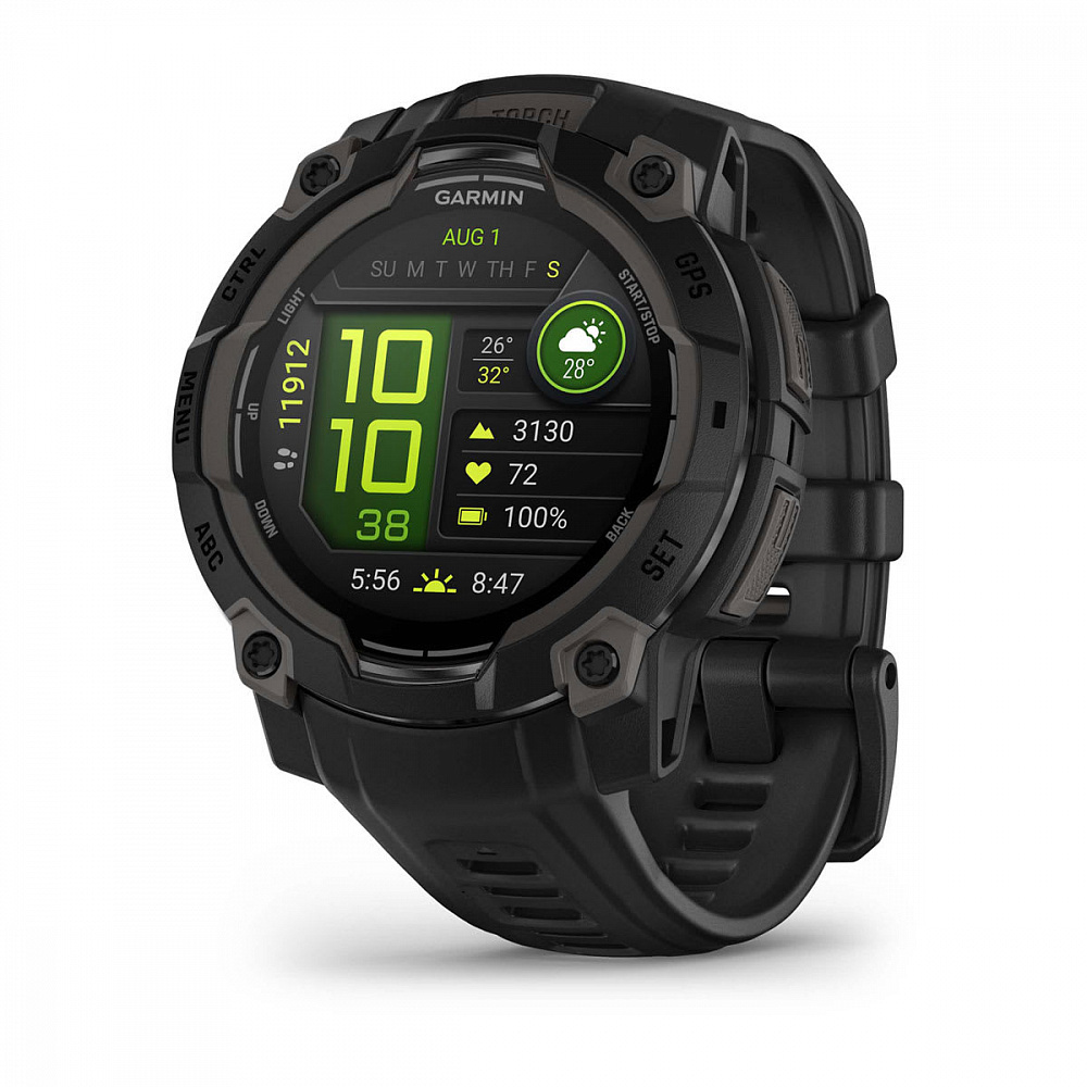 Умные часы Garmin INSTINCT 3 (010-02936-00) 45 мм, AMOLED чёрный с угольно-чёрным ремешком