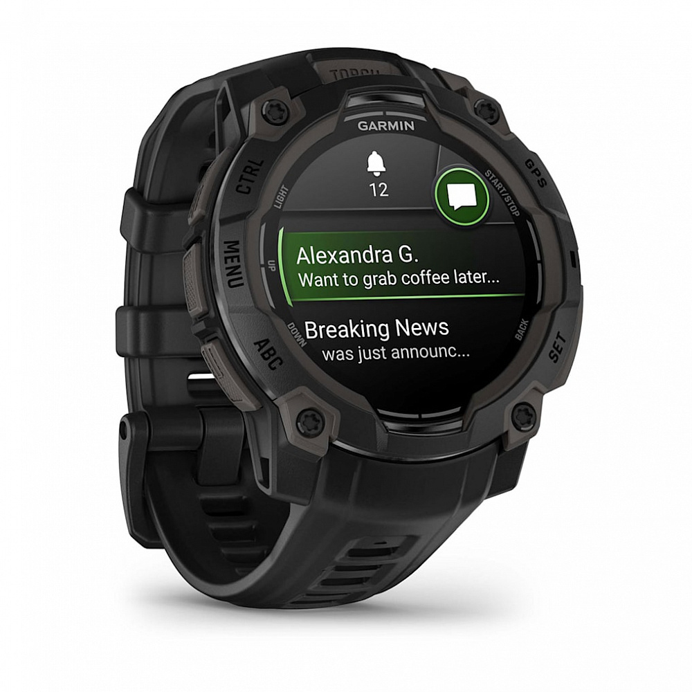 Умные часы Garmin INSTINCT 3 (010-02936-00) 45 мм, AMOLED чёрный с угольно-чёрным ремешком