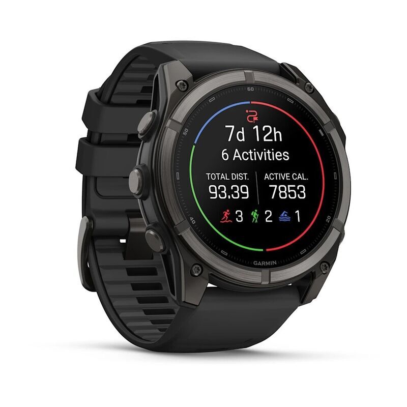 Умные часы Garmin FENIX 9 (010-04763-11) 51 мм, AMOLED, титановый, угольно-серый DLC, чёрный силиконовый ремешок