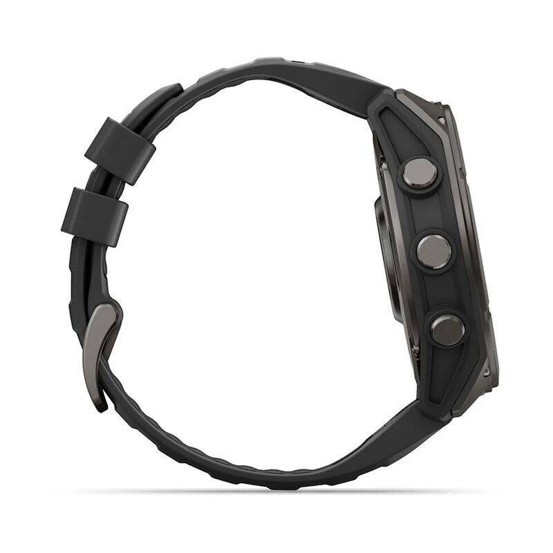 Умные часы Garmin FENIX 9 (010-04763-11) 51 мм, AMOLED, титановый, угольно-серый DLC, чёрный силиконовый ремешок
