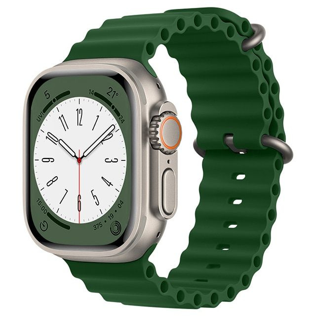 Ремешок Gurdini Ocean Band (силиконовый) для Apple Watch 42/44/45/49mm, зелёный (Green)