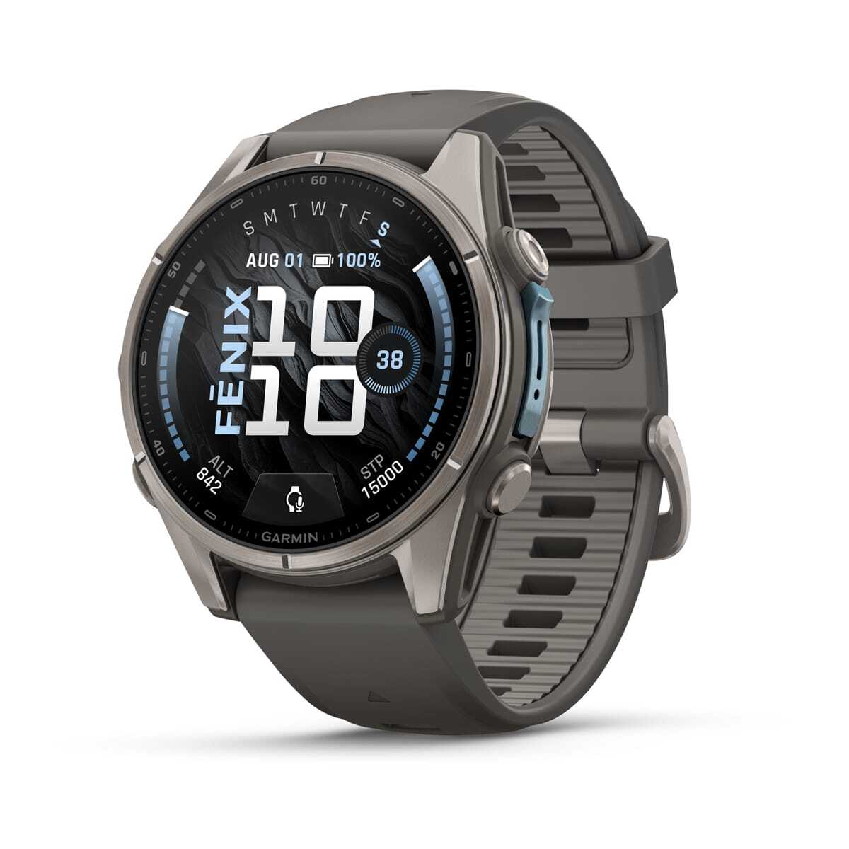 Умные часы Garmin FENIX 9 (010-04761-11) 43 мм, AMOLED, титановый, пепельно-серый силиконовый ремешок