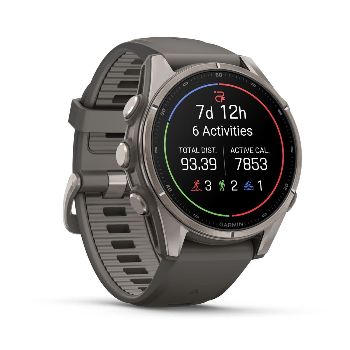 Умные часы Garmin FENIX 9 (010-04761-11) 43 мм, AMOLED, титановый, пепельно-серый силиконовый ремешок