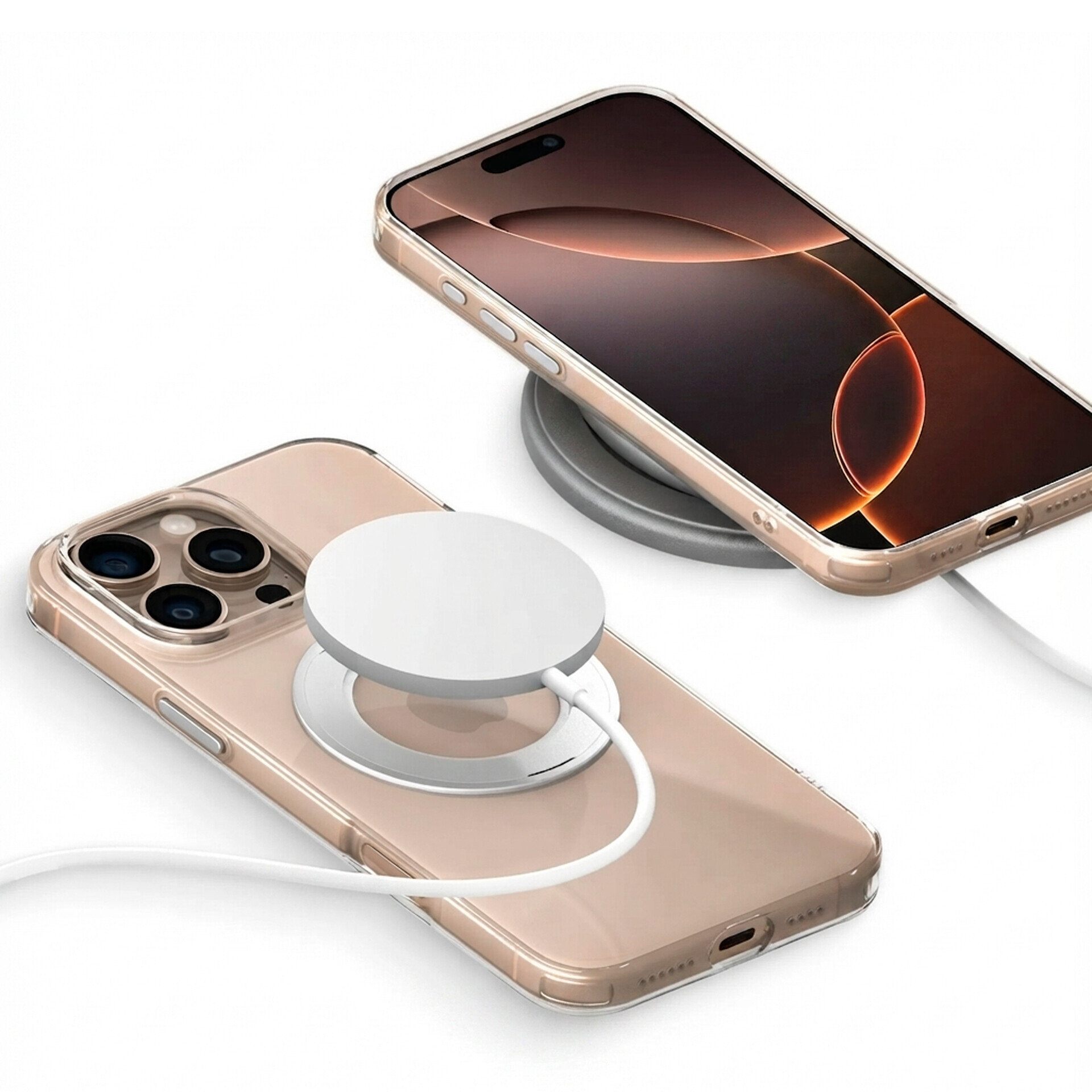 Защитный чехол Gurdini Stand Case iRing 360 для Apple iPhone 16 Pro Max, прозрачный (Transparent)