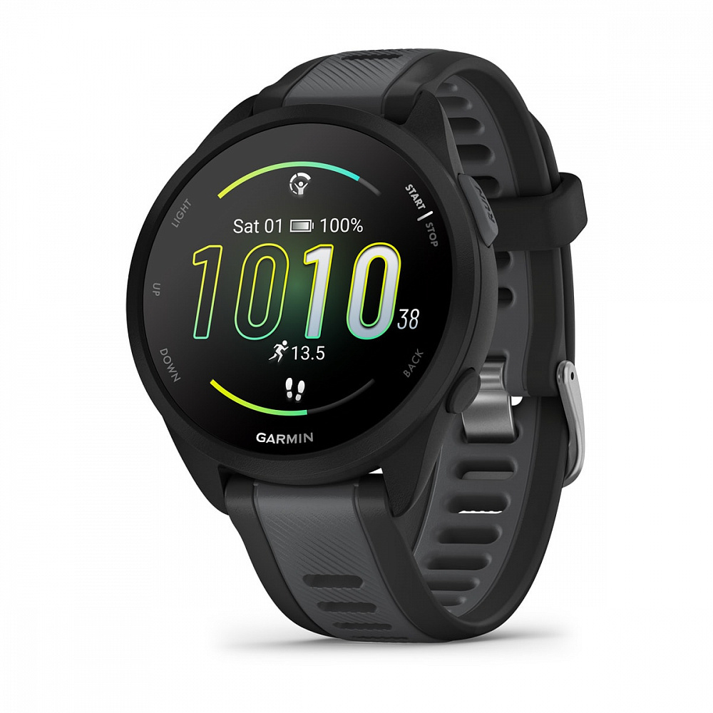 Умные часы Garmin Forerunner 165 43 мм, чёрный (Black/Slate Gray)