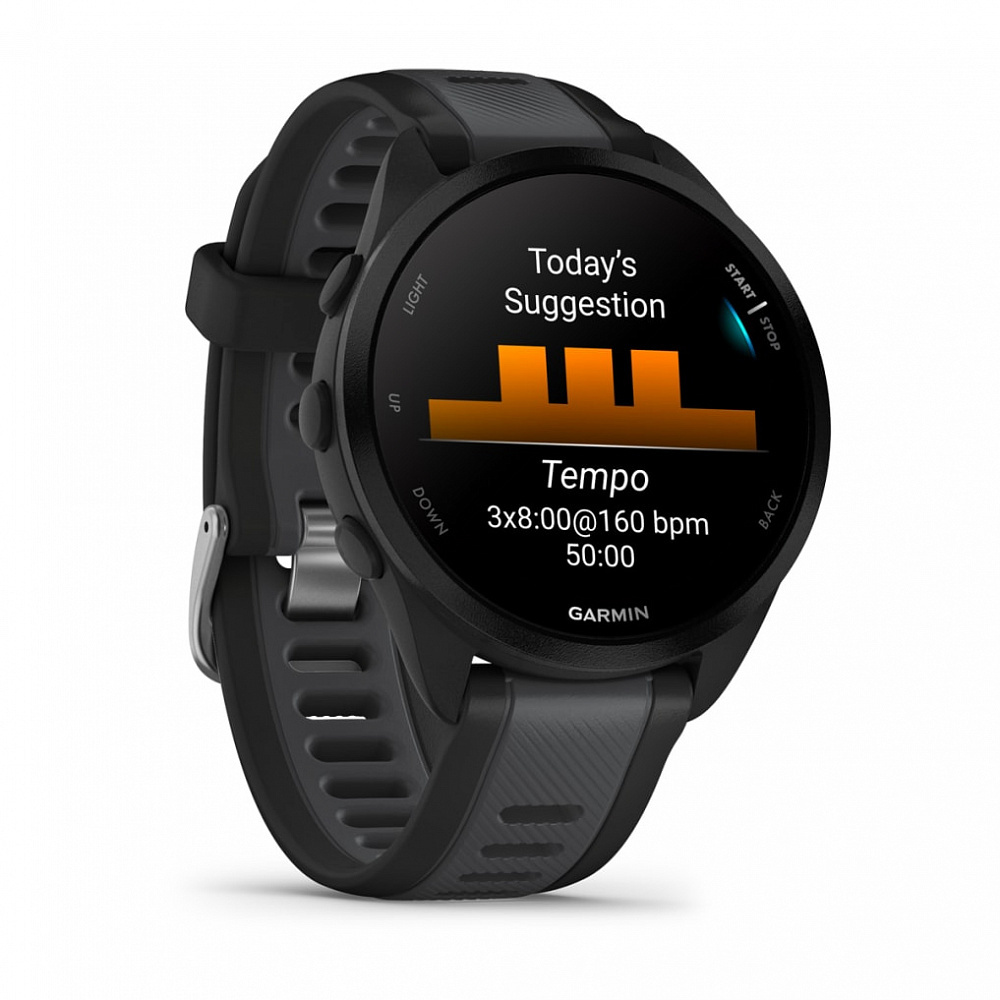 Умные часы Garmin Forerunner 165 43 мм, чёрный (Black/Slate Gray)