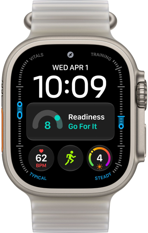 Часы Apple Watch Ultra 4 (2026), 49 мм, корпус из титана цвета «Natural», ремешок Ocean Band цвета «TransluGray», серый