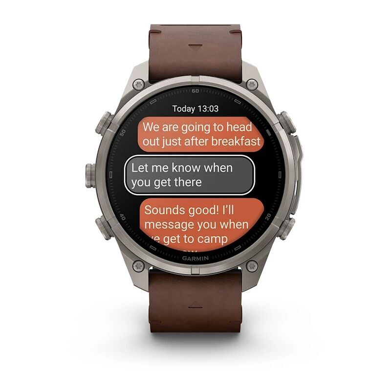 Умные часы Garmin FENIX 9 Pro (010-04336-41) 47 мм, Amoled, inReach, Titanium with Walnut Leather Band