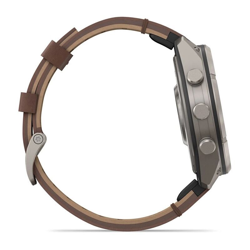 Умные часы Garmin FENIX 9 Pro (010-04336-41) 47 мм, Amoled, inReach, Titanium with Walnut Leather Band