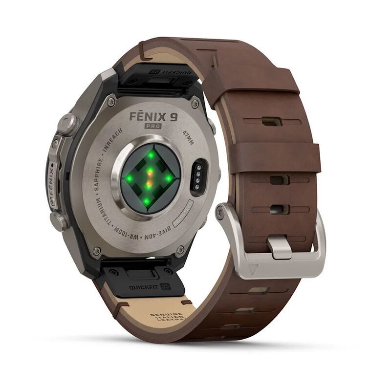 Умные часы Garmin FENIX 9 Pro (010-04336-41) 47 мм, Amoled, inReach, Titanium with Walnut Leather Band