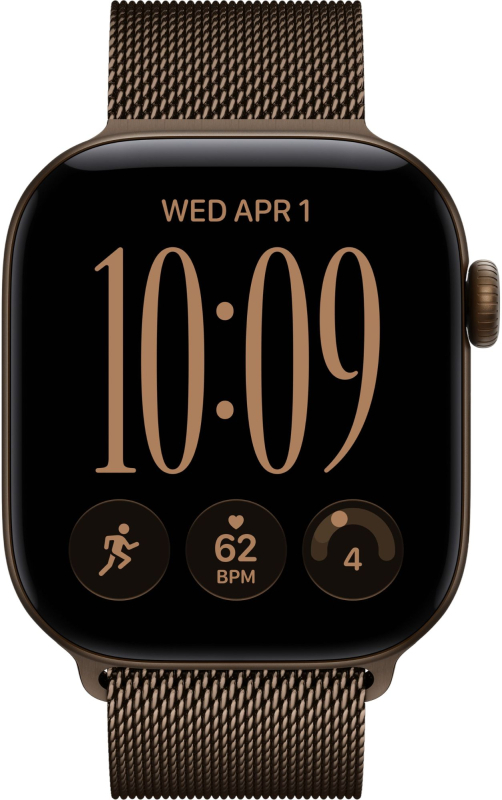 Часы Apple Watch Series 12 (2026), 42 мм, корпус из алюминия цвета «Dark Bronze», ремешок Titanium Milanese Loop цвета «Dark Bronze», бронзовый