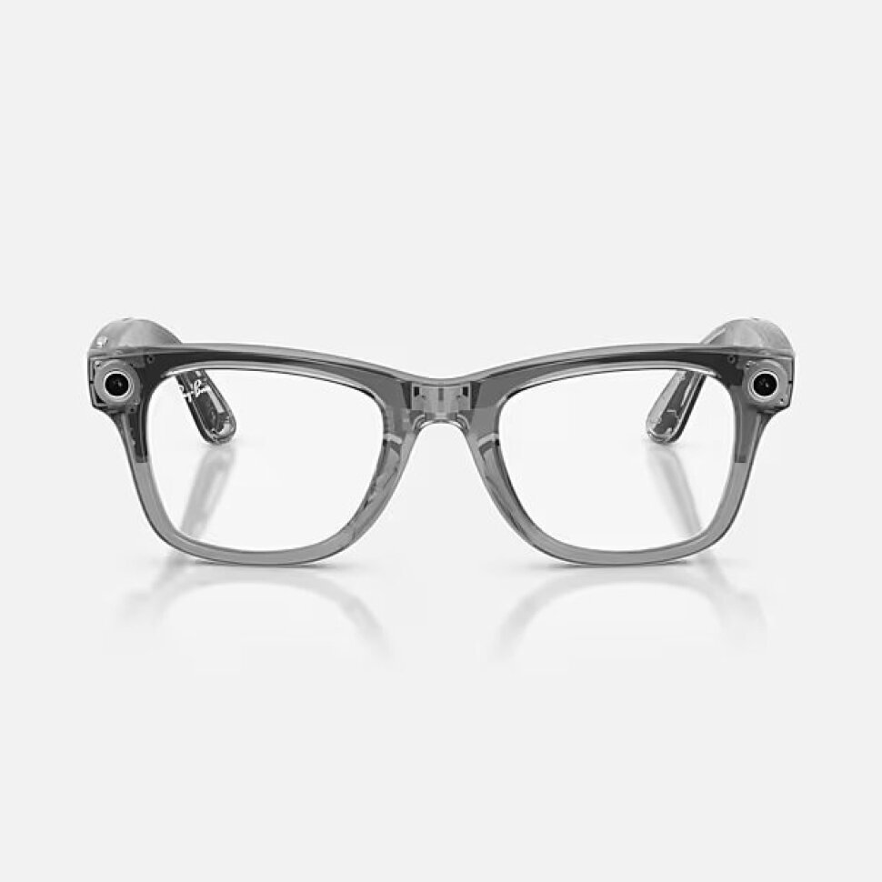 Умные очки Ray-Ban Meta Wayfarer Gen 2 RW4012 (глянцевая прозрачно-серая оправа, линзы с синим автозатемнением), размер L