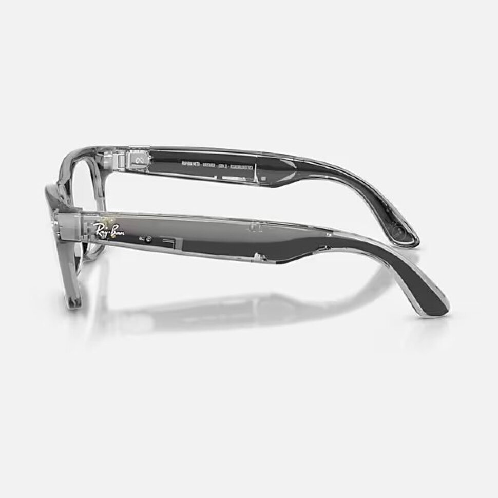 Умные очки Ray-Ban Meta Wayfarer Gen 2 RW4012 (глянцевая прозрачно-серая оправа, линзы с синим автозатемнением), размер L