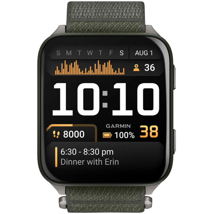 Умные часы Garmin Venu X1 (010-02980-03), зелёный с серой титановой крышкой, зелёный нейлоновый ремешок ComfortFit (Black + Slate Titanium/Moss)