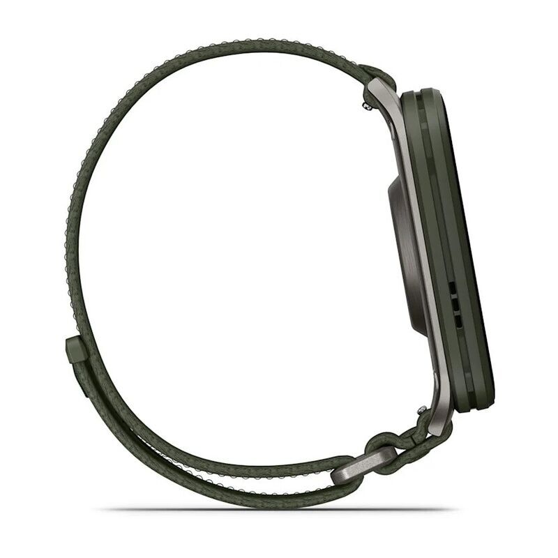 Умные часы Garmin Venu X1 (010-02980-03), зелёный с серой титановой крышкой, зелёный нейлоновый ремешок ComfortFit (Black + Slate Titanium/Moss)