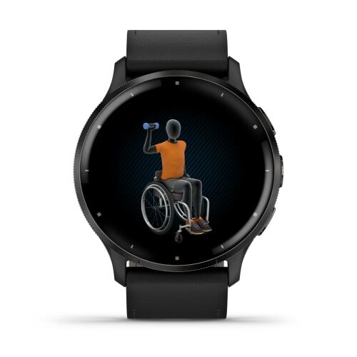 Умные часы Garmin Venu 3 (010-02784-52) 45 мм, чёрный с кожаным ремешком (Slate + Leather)