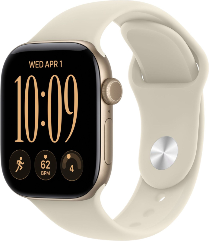 Часы Apple Watch Series 12 (2026), 42 мм, корпус из алюминия цвета «Light Gold», ремешок Sport Band цвета «Sand», песочный
