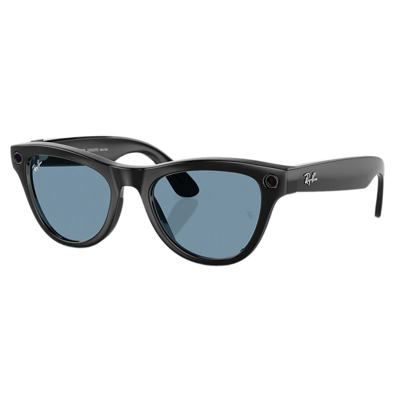 Умные очки Ray-Ban Meta Skyler RW4010 (Глянцевая чёрная оправа, линзы прозрачно-голубые), размер L