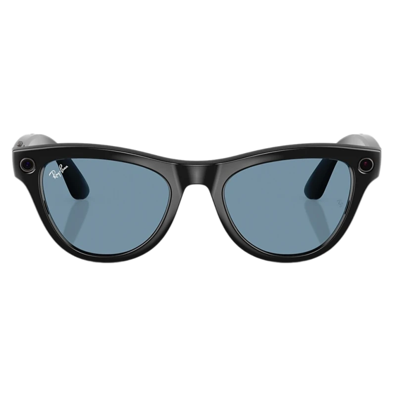 Умные очки Ray-Ban Meta Skyler RW4010 (Глянцевая чёрная оправа, линзы прозрачно-голубые), размер L