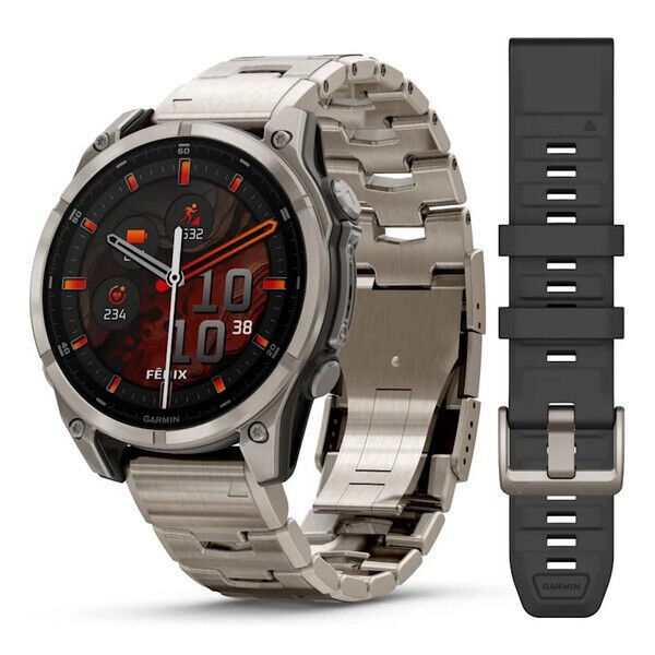 Умные часы Garmin FENIX 8 (010-02904-40) 47 мм Amoled Sapphire Titanium Band+Grapphite Silicone Band