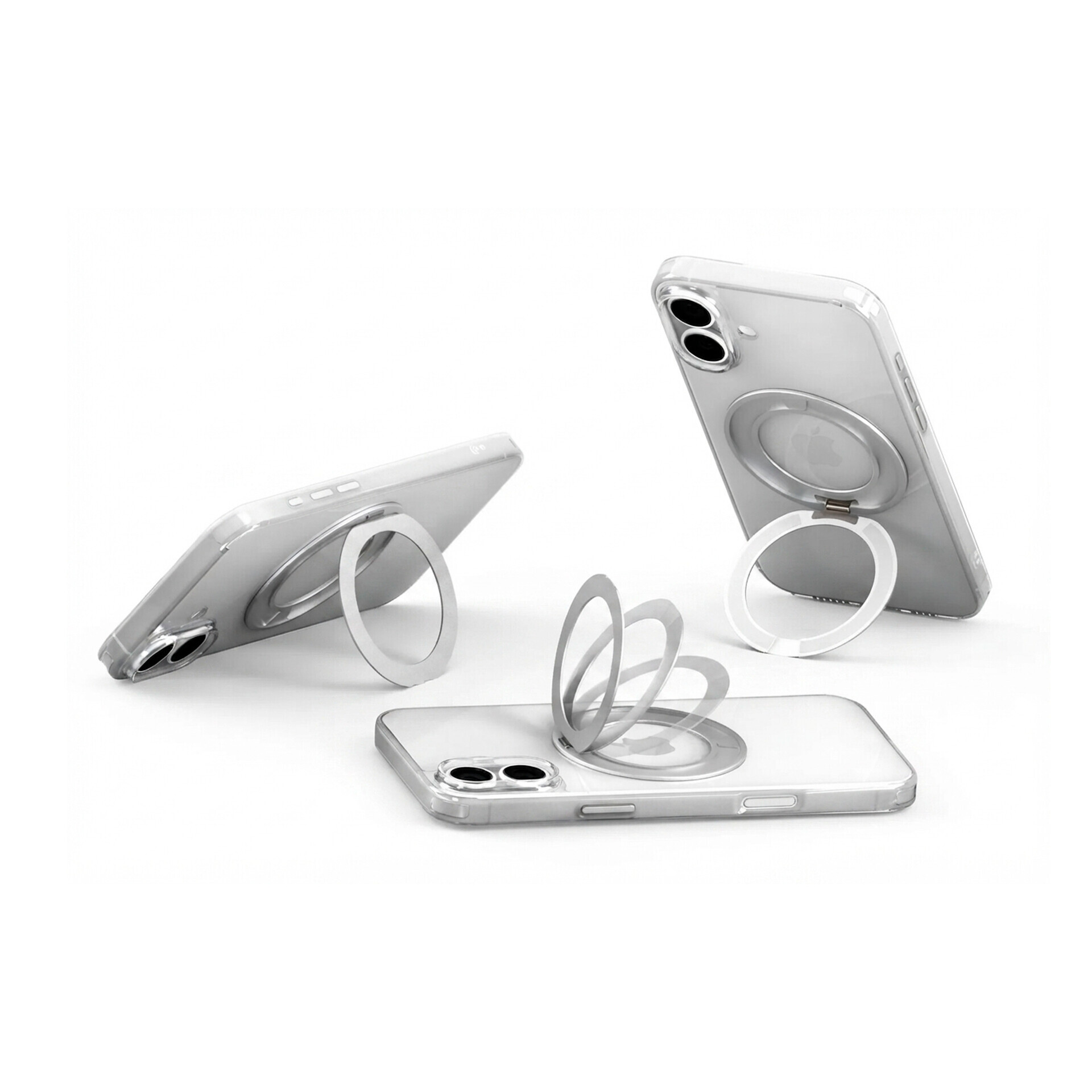 Защитный чехол Gurdini Stand Case iRing 360 для Apple iPhone 17, прозрачный (Transparent)