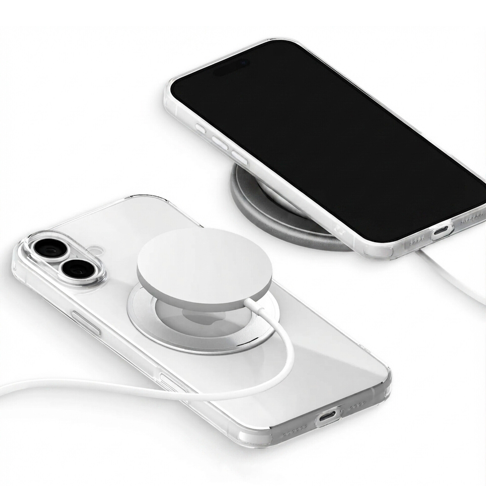 Защитный чехол Gurdini Stand Case iRing 360 для Apple iPhone 17, прозрачный (Transparent)