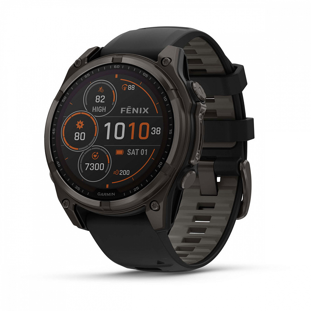 Умные часы Garmin FENIX 8 47 мм Solar Sapphire Carbon Gray DLC Titanium with Black/Pebble Gray Silicone