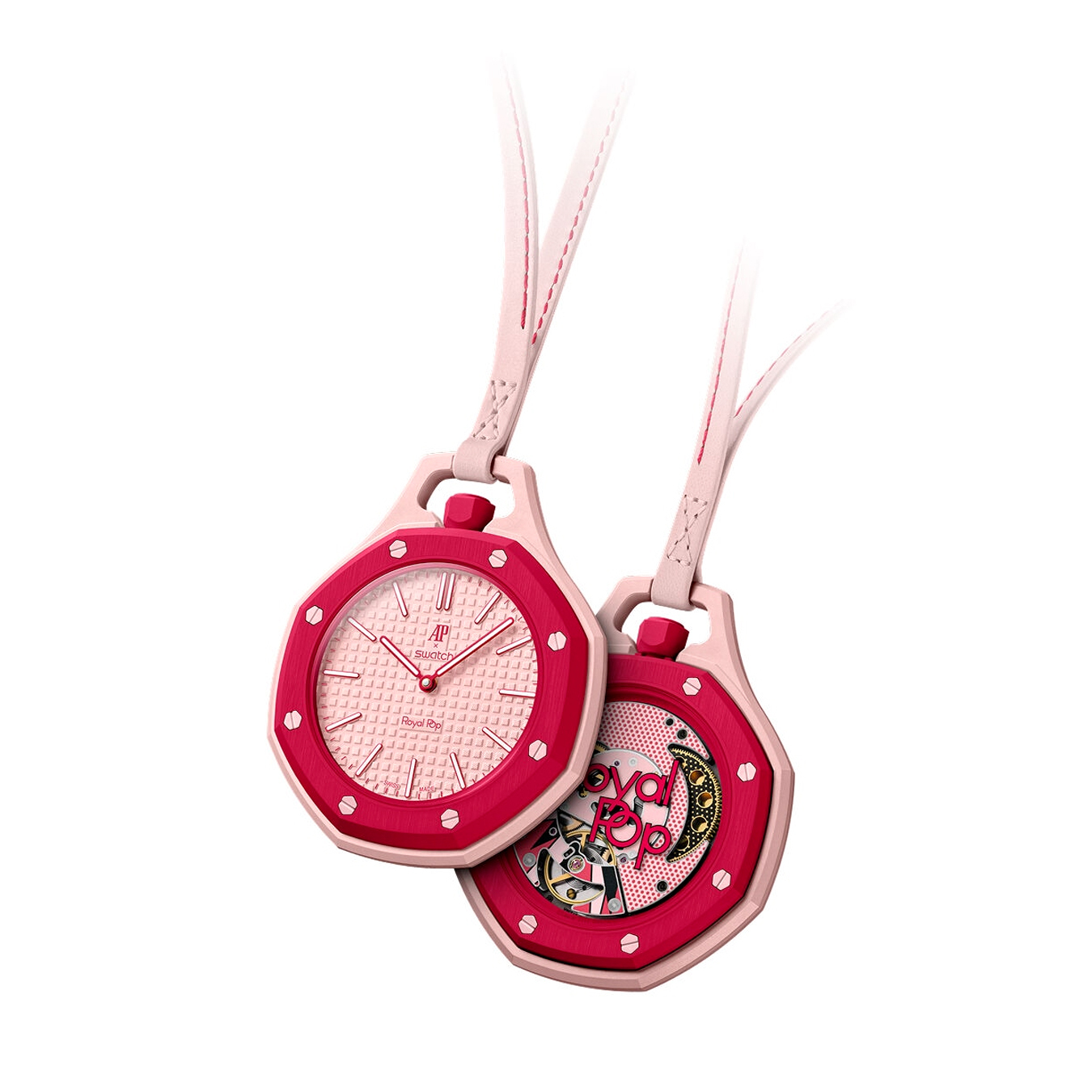 Карманные часы Swatch x Audemars Piguet Royal Pop, розовый (Otto Rosso)