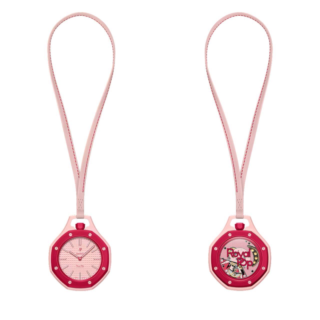 Карманные часы Swatch x Audemars Piguet Royal Pop, розовый (Otto Rosso)