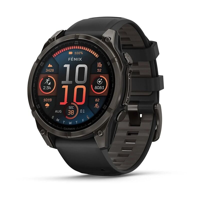 Умные часы Garmin FENIX 8 (010-02904-21) 47 мм, AMOLED, Sapphire, угольно-чёрный DLC, пепельно-чёрный силиконовый ремешок