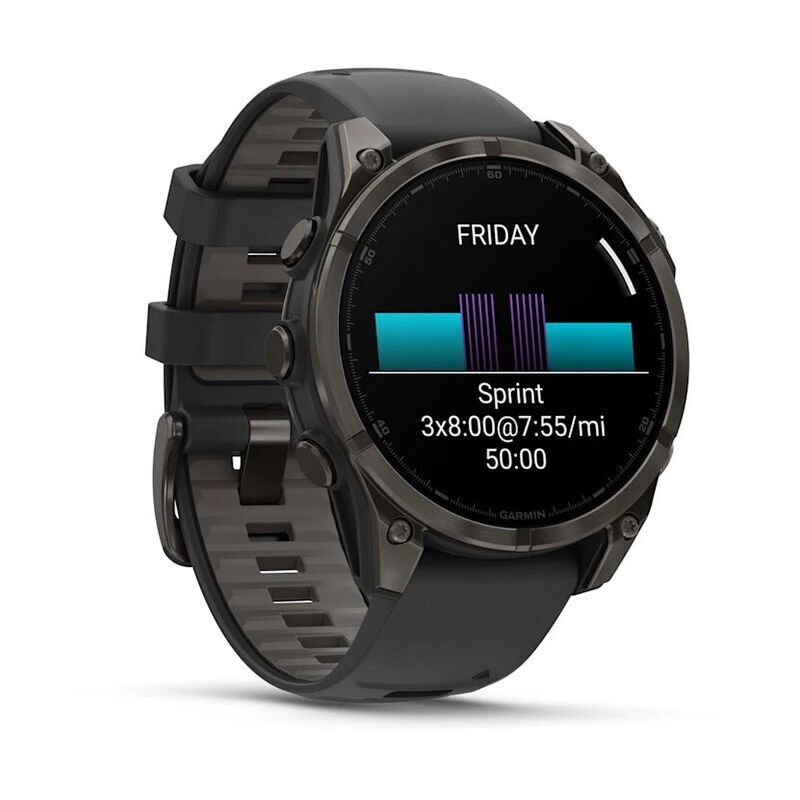 Умные часы Garmin FENIX 8 (010-02904-21) 47 мм, AMOLED, Sapphire, угольно-чёрный DLC, пепельно-чёрный силиконовый ремешок