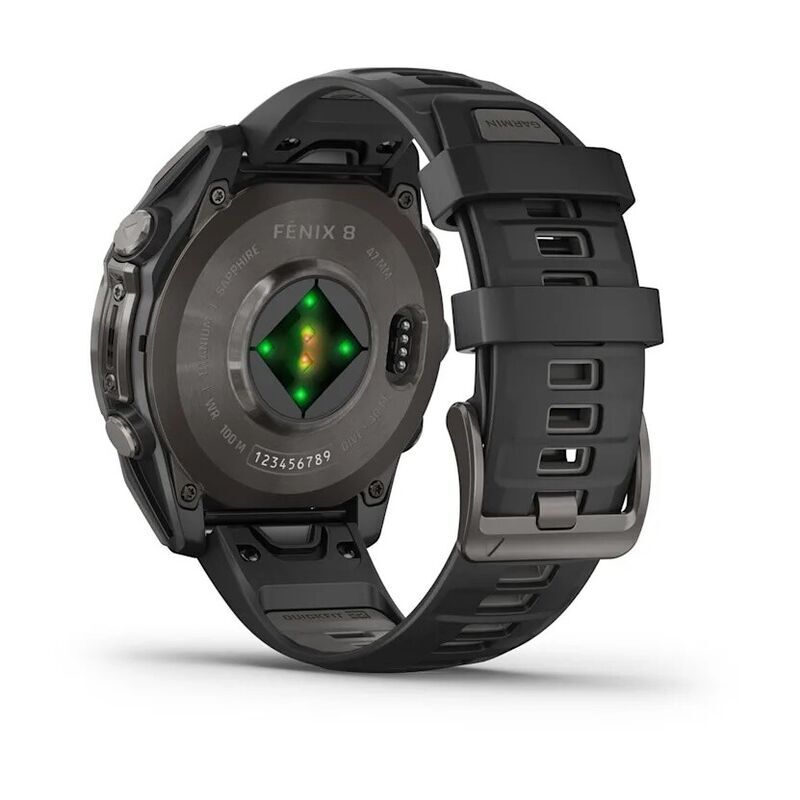 Умные часы Garmin FENIX 8 (010-02904-21) 47 мм, AMOLED, Sapphire, угольно-чёрный DLC, пепельно-чёрный силиконовый ремешок
