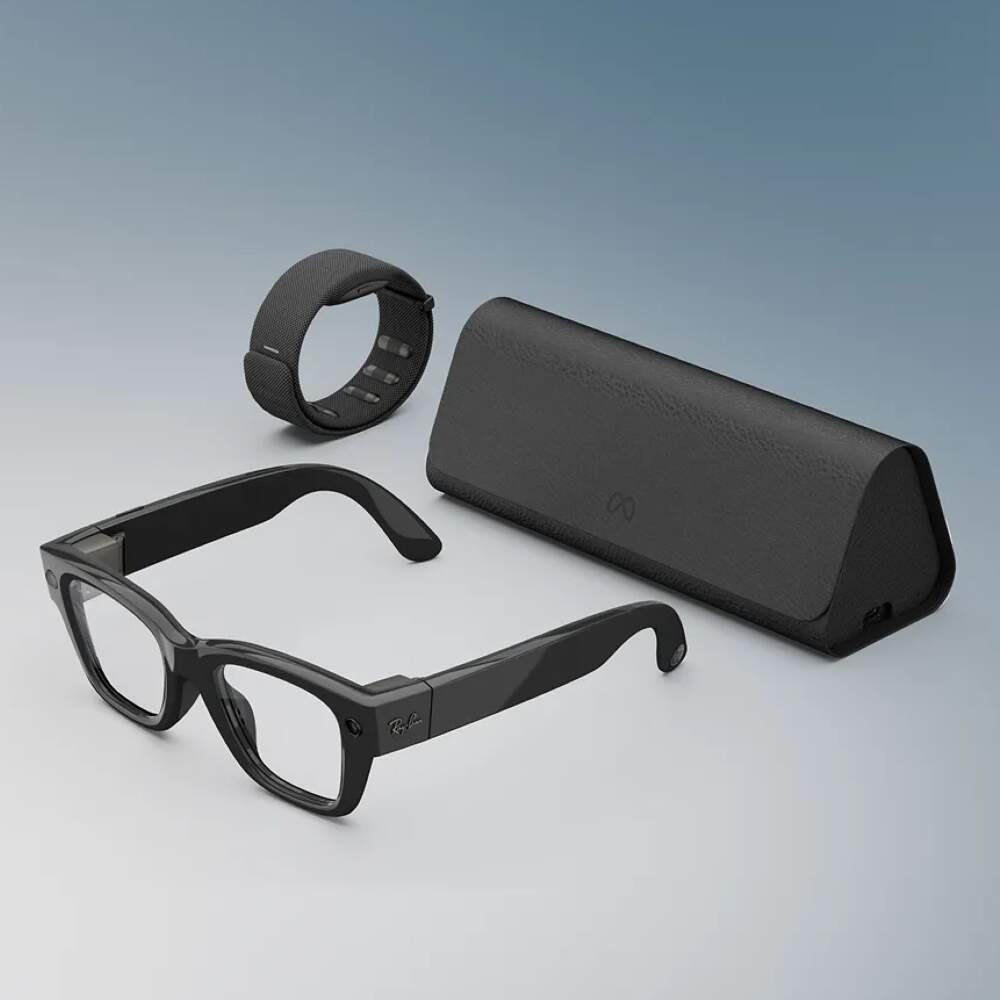 Умные очки Ray-Ban Meta Display (глянцевая чёрная оправа, линзы с автозатемнением, чёрный ремешок), размер L, размер ремешка 2