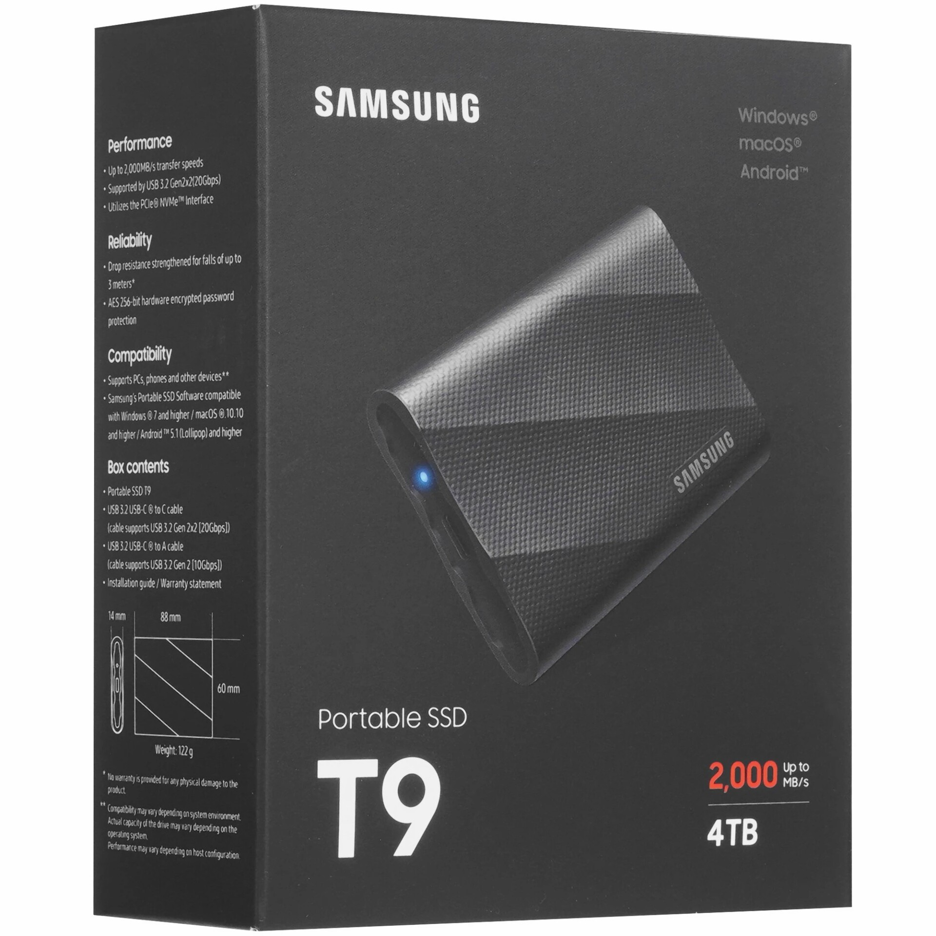 4000 ГБ Внешний SSD Samsung T9 [MU-PG4T0B/WW]