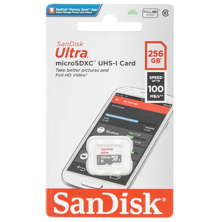 Карта памяти SanDisk Ultra microSDXC 256 ГБ [SDSQUNR-256G-GN3MN]