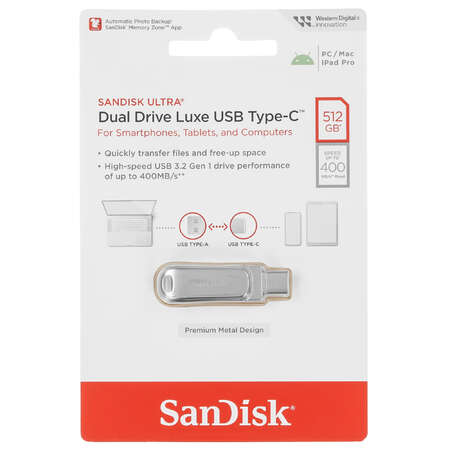 Память OTG USB Flash 512 ГБ SanDisk Ultra Dual Drive Luxe [SDDDC4-512G-G46]