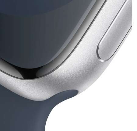Apple Watch Series 9 GPS 45mm Silver Aluminum Case with Sport Band Storm Blue (Спортивный ремешок цвета «Синий шторм») (M/L, 160–210 mm) MR9E3