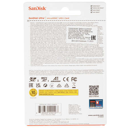 Карта памяти SanDisk Ultra microSDXC 256 ГБ [SDSQUAC-256G-GN6MN]