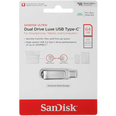 Память OTG USB Flash 64 ГБ SanDisk Ultra Dual Drive Luxe [SDDDC4-064G-G46]