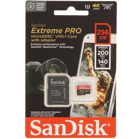 Карта памяти SanDisk Extreme Pro microSDXC 256 ГБ [SDSQXCD-256G-GN6MA]