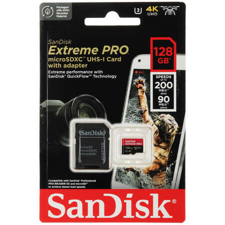 Карта памяти SanDisk Extreme Pro microSDXC 128 ГБ [SDSQXCD-128G-GN6MA]