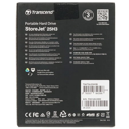 4 ТБ Внешний HDD Transcend StoreJet 25H3 [TS4TSJ25H3B]
