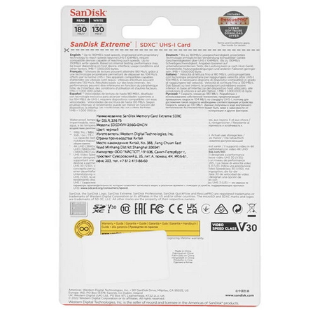 Карта памяти SanDisk Extreme SDXC 256 ГБ [SDSDXVV-256G-GNCIN]